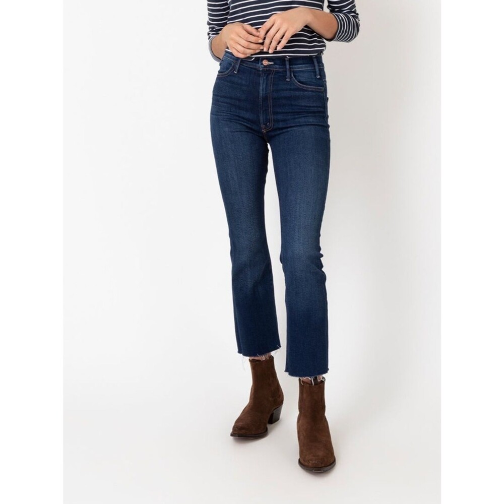Mother Denim Jeans The Hustler Ankle Fray Dark Wash Home Movies